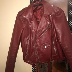 RED ZARA LEATHER JACKET